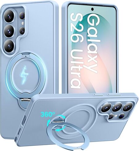 حافظة GolbinBox لهاتف Samsung Galaxy S26 Ultra مع حامل مغناطيسي يدور 360 درجة، [متوافق مع MagSafe]، [حماية من السقوط العسكري]، حماية نحيفة خفيفة الوزن مقاومة للصدمات لجراب S26 Ultra، أسود in Kuwait