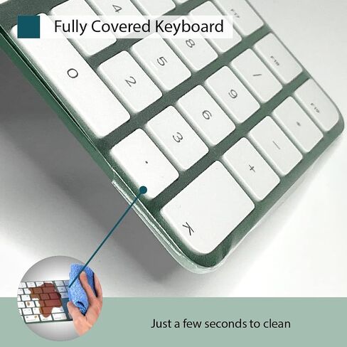غطاء لوحة المفاتيح KeyboardMask بلمسة نهائية غير لامعة متوافق مع لوحة المفاتيح السحرية اللاسلكية iMac Apple لعام 2021 مع واقي رقمي، 0.12 مم رفيع للغاية ومغطى بالكامل وقابل للمسح ومضاد للغبار in Kuwait