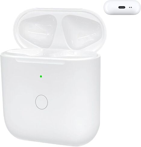 حافظة شحن لأجهزة AirPods الجيل الأول والثاني فقط، حافظة بديلة للشاحن اللاسلكي مع منفذ شحن من النوع C متوافق مع AirPod 1/2 Gen، مع زر الاقتران والمزامنة (بدون سماعات أذن) in Kuwait