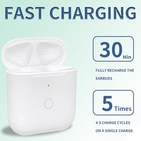 حافظة شحن لأجهزة AirPods الجيل الأول والثاني فقط، حافظة بديلة للشاحن اللاسلكي مع منفذ شحن من النوع C متوافق مع AirPod 1/2 Gen، مع زر الاقتران والمزامنة (بدون سماعات أذن) in Kuwait