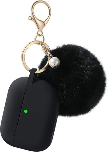 Protective Case for Airpods Pro 3 2025, Compatible for Airpods Pro 3rd Generation Case Soft Silicone Together Puff Fluffy Ball Pom Pom and Keychain (Light Pink) in Kuwait