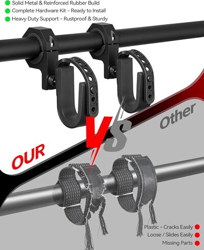 ZHILXN 2-Pack UTV Gun Rack شديد التحمل - حامل مسدس ATV قابل للتعديل مع حزام مطاطي غير قابل للانزلاق، مناسب لقفص لفة من 1 إلى 2 بوصة، حامل أدوات متوافق مع Polaris RZR SXS Ranger Can-Am Golf Car Snowmobile in Kuwait