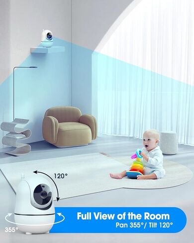 Baby Monitor - 3.5 inch Large Display Video Baby Monitor with Camera and Audio,Remote Pan/Tilt/Zoom, 1200 mAh Battery, Night Vision, Two Way Talk, Smart Temperature,Lullabies,960ft Long Range in Saudi Arabia
