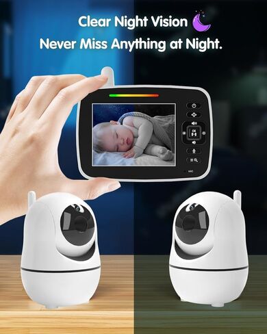 Baby Monitor - 3.5 inch Large Display Video Baby Monitor with Camera and Audio,Remote Pan/Tilt/Zoom, 1200 mAh Battery, Night Vision, Two Way Talk, Smart Temperature,Lullabies,960ft Long Range in Saudi Arabia