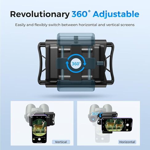Telescope Phone Adapter, Upgraded Rotatable 360° Binocular Photo Adapter for Android & iPhone,Smartphone Holder Mount for Telescope,Monocular,Binocular,Spotting Scope,Microscope with Bluetooth Shutter in Kuwait