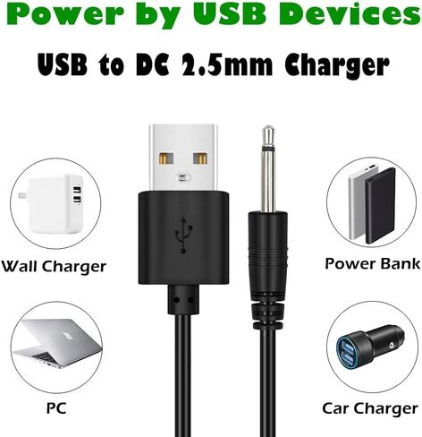 5V 2A Vibrating Charger USB A to DC 2.5mm Fast Charging Cable for Vibrating Massager, Toys, Beauty Devices, Lights, Fans, Speakers Replacement DC Charging Cord Power Adapter Charger Cable 3.3ft in Kuwait