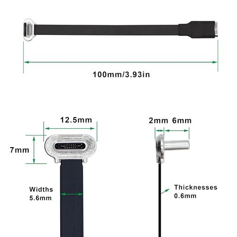 كابل تمديد مسطح USB C بزاوية يمنى 90 درجة USB C ذكر إلى أنثى سلك بيانات شحن سريع للهاتف بنوك الطاقة (3.9 بوصة/100 مم) in Kuwait