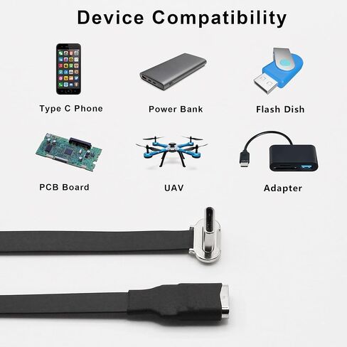 Right Angle USB C Flat Extension Cable 90 Degree USB C Male to Female Fast Charge Data Cord for Power Banks Phone(3.9in/100mm) in Saudi Arabia