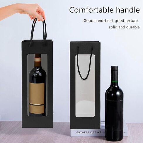 Ssyuysto 12Pcs Wine Gift Bag With Clear Window, Brown Kaft Bags for Bottles, New Year Birthday Housewarming Dinner Party in Saudi Arabia