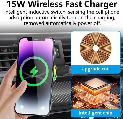 Car Magnetic Phone Mount for Audi Q5 SQ5 2018 2019 2020 2021 2022 2023 2024 Auto Interior Accessories Best Cellphone Holder Fast 15W Wireless Charger Cell Phones Charging Screen Stand Accessory in Kuwait