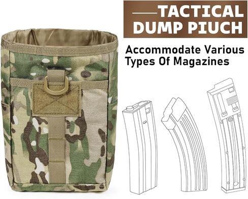 Dump Pouch-Tactical molle Pouches, Drawstring Magazine Utility Pouch Folding Dump Pouch Waist Bag. (MC) in Kuwait
