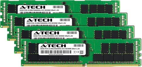 A-Tech 128GB Kit (4x32GB) RAM for HP ProLiant DL380 G10, DL580 G10, ML110 G10, ML350 G10 | DDR4 2666MHz PC4-21300 ECC RDIMM 2Rx4 Registered Server Memory Upgrade in Kuwait