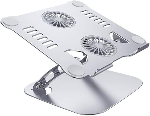 NOLITOY Aluminum Alloy Adjustable Laptop and Tablet Stand with Heat Dissipation Foldable Design USB Cable Included Silver Portable Computer Holder for Desk Use in Kuwait