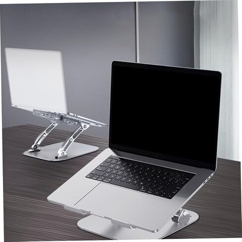 NOLITOY Aluminum Alloy Adjustable Laptop and Tablet Stand with Heat Dissipation Foldable Design USB Cable Included Silver Portable Computer Holder for Desk Use in Kuwait