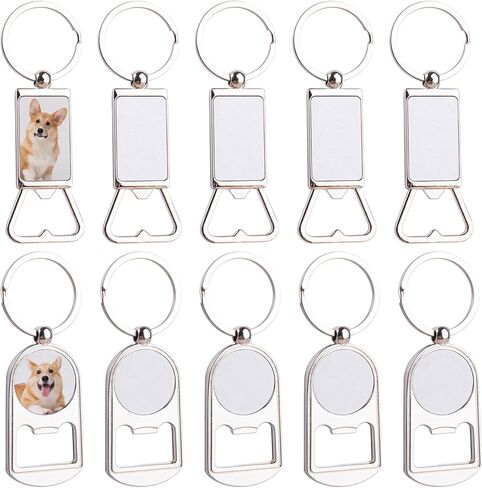 Framendino, 10 Pack Sublimation Blanks Keychains Metal Bottle Opener Transfer Sublimation Key Rings in Saudi Arabia