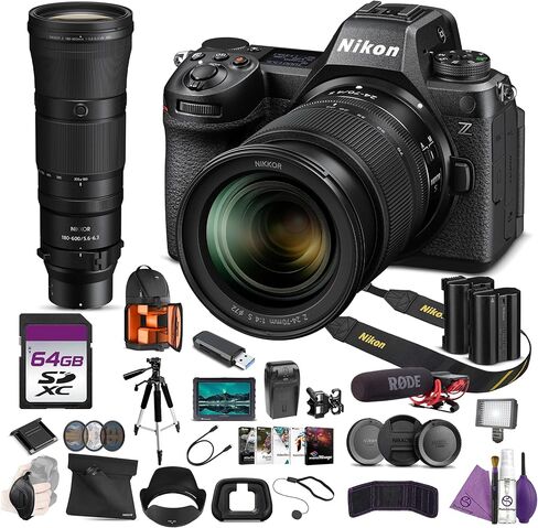Nikon Z6 III Mirrorless Camera Kit 24.5MP 24-70mm f4 Lens Bundle with NIKKOR Z 180-600mm f/5.6-6.3 VR Lens + Full HD Monitor + Camera-Mount Microphone + Tripod + 64GB Memory Card + Backpack + More in Kuwait