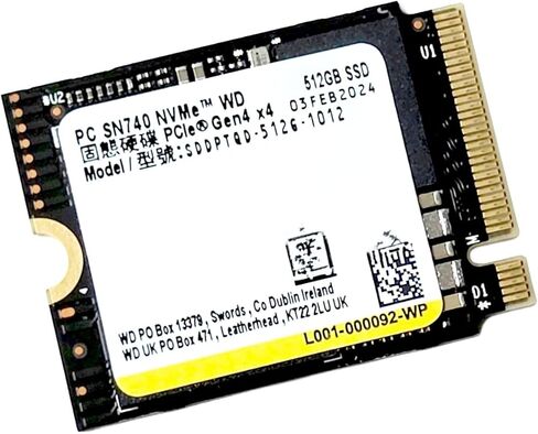 WD SN740 512GB M.2 2230 NVMe PCIe 4.0 Gen4 x4 SSD (OEM) - محرك TLC NVMe أحادي الجانب مقاس 30 مم 2230 لسطح Steam وROG Ally والسطح وأجهزة Ultrabook in Kuwait