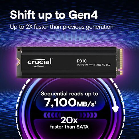 Crucial P310 4TB 3D NAND Flash PCIE GEN 4 X4 NVME M.2 Internal SSD with HEATSINK in Kuwait