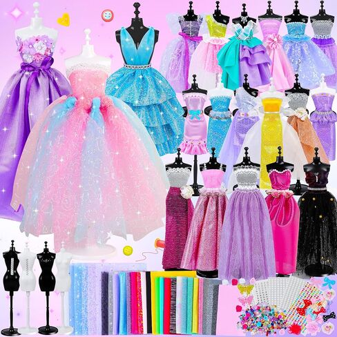 MINIFUN 600+Pcs Fashion Designer Kit for Girls, Sewing Kit with 4 Mannequins, DIY Art & Craft Activity for Kids, Girl Toys for Age 6 7 8 9 10 11 12+ Year Old Gifts in Saudi Arabia
