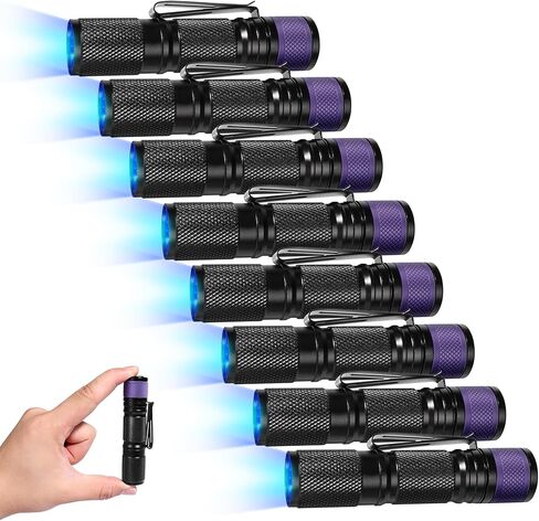 KunHe Mini UV Flashlight 365nm Black Light 8Pack Ultraviolet LED Blacklight Flashlight Portable Detector for Pet Urine Dry Stains Scorpions Bed Bug Resin Curing（Batteries not Included） in Kuwait