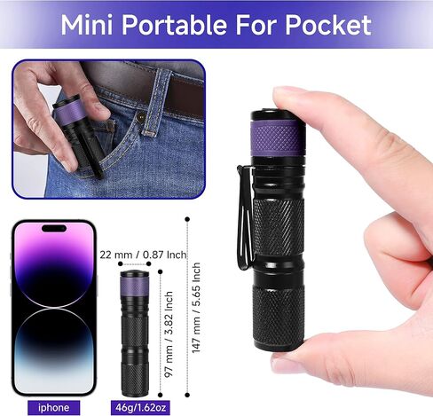KunHe Mini UV Flashlight 365nm Black Light 8Pack Ultraviolet LED Blacklight Flashlight Portable Detector for Pet Urine Dry Stains Scorpions Bed Bug Resin Curing（Batteries not Included） in Kuwait