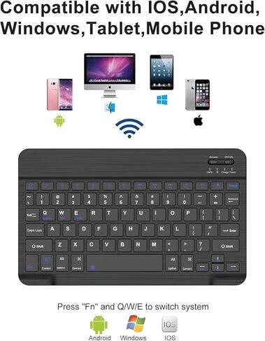 WINCHKING Wireless Keyboard for iPad Air 11-inch M3 /M2 & Pro 11"/iPad 10th/11th & Tablet/PC,Rechargeable Ultra-Slim,Detachable Bluetooth Keyboard Compatible with iOS,Window,Android,Black in Kuwait