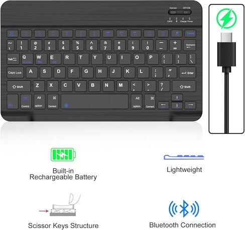 WINCHKING Wireless Keyboard for iPad Air 11-inch M3 /M2 & Pro 11"/iPad 10th/11th & Tablet/PC,Rechargeable Ultra-Slim,Detachable Bluetooth Keyboard Compatible with iOS,Window,Android,Black in Kuwait
