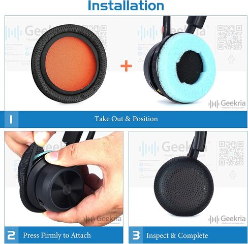 Geekria Replacement Ear Pads for Plantronics Voyager 4320/4310/ 4220/4210/ Focus B825, BlackWire 7225/5200/ 5210/5220, BT600 Headphones, Ear Cushions (Black) in Kuwait
