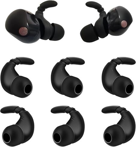 خطافات أذن من السيليكون لسوني WF-1000XM5 أطراف سماعات أذن بديلة WF-1000XM5 WF-1000XM4 WF-1000XM3، أسود 3 أزواج in Kuwait
