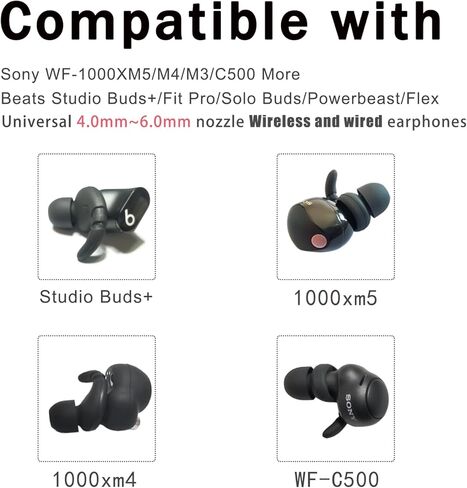 خطافات أذن من السيليكون لسوني WF-1000XM5 أطراف سماعات أذن بديلة WF-1000XM5 WF-1000XM4 WF-1000XM3، أسود 3 أزواج in Kuwait