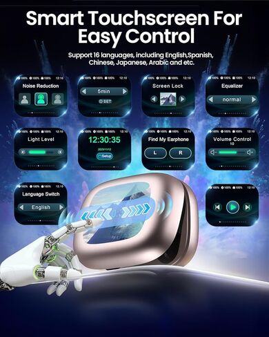 LEEMC Wireless Earbuds, Bluetooth Headphones 6.0, Ear Buds with Touch Screen, ANC ENC Noise Cancelling, 40H Bass Stereo Sound Over-Ear Earphones for iOS, Android, Sports, Workout, Rosegold in Kuwait