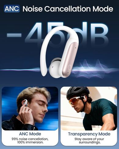 LEEMC Wireless Earbuds, Bluetooth Headphones 6.0, Ear Buds with Touch Screen, ANC ENC Noise Cancelling, 40H Bass Stereo Sound Over-Ear Earphones for iOS, Android, Sports, Workout, Rosegold in Kuwait