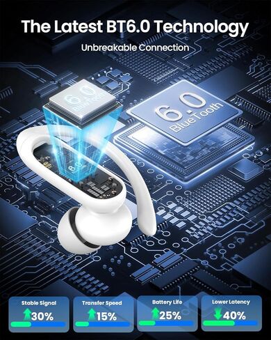 LEEMC Wireless Earbuds, Bluetooth Headphones 6.0, Ear Buds with Touch Screen, ANC ENC Noise Cancelling, 40H Bass Stereo Sound Over-Ear Earphones for iOS, Android, Sports, Workout, Rosegold in Kuwait
