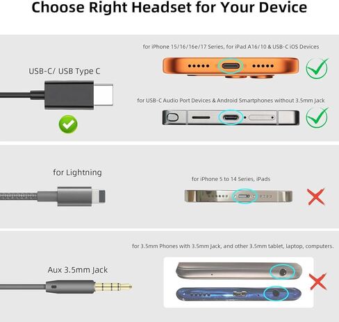 سماعات أذن USB C فوق الأذن سلكية لأجهزة Samsung S26 Ultra S25 FE S24 A17 A16 A36 HiFi Stereo HD Mic داخل الأذن عزل الضوضاء سماعة أذن من النوع C لهاتف iPhone 17 Pro Max 16e 16 15 Pixel 10a 9a in Kuwait