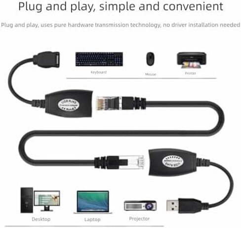 محول إيثرنت USB إلى RJ45 - موسع شبكة سلكية لأجهزة Cat5/Cat6/USB، متوافق مع طابعة كاميرا ويب وماوس لوحة المفاتيح in Kuwait