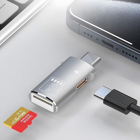 قارئ بطاقات Micro SD، قارئ بطاقات ذاكرة 2 في 1 لـ TF، مصدر طاقة Type-C 3.1، متوافق مع الهواتف وكاميرات Dash Cams وبطاقات الطائرات بدون طيار، دعم قراءة 2 تيرابايت، سرعة عالية 5 جيجابت في الثانية، أسود in Kuwait