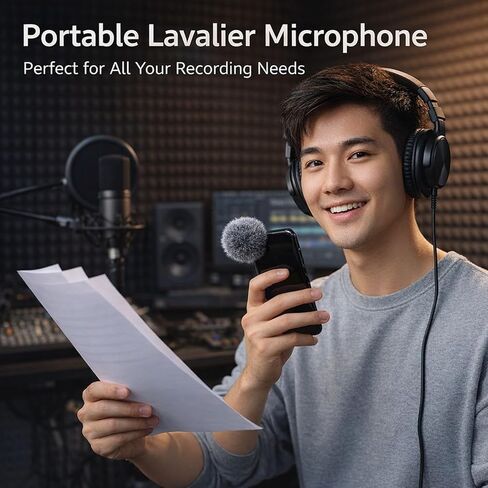 Mini USB - C Lavalier Microphone for Android Phones, Omnidirectional, Plug & Play, Compact Black - Clear Sound Quality, Adjustable Angle, Portable Recording Solution in Kuwait