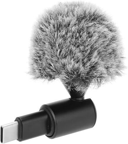 Mini USB - C Lavalier Microphone for Android Phones, Omnidirectional, Plug & Play, Compact Black - Clear Sound Quality, Adjustable Angle, Portable Recording Solution in Kuwait