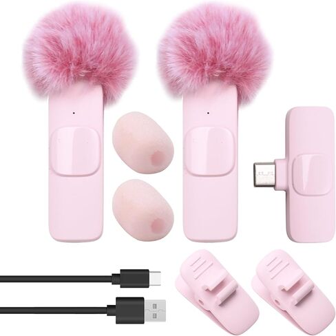 New Wireless Lavalier Microphone Portable Audio Video Recording Mini Microphone for PC Camera Live Gaming Phone in Kuwait