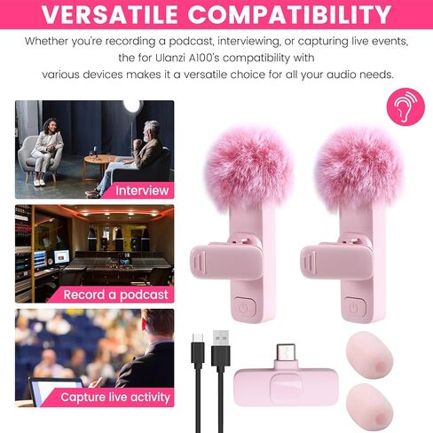 New Wireless Lavalier Microphone Portable Audio Video Recording Mini Microphone for PC Camera Live Gaming Phone in Kuwait