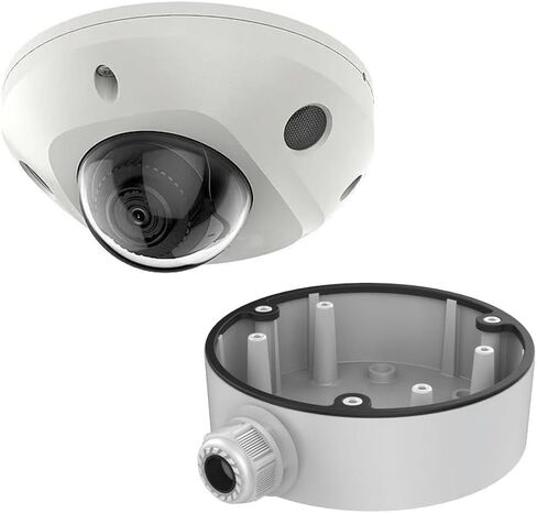 كاميرا Real HD DS-2CD2523G0-IS، عدسة 1080P 2MP 4MM MINI POE IP مدمجة، H.265+، WDR، دعم الصوت والإنذار، معيار IP66، IK08، مسافة IR 10M، حزمة مع قاعدة قناة CB120 DS-1280ZJ-DM46 in Kuwait