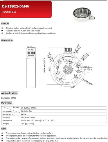 كاميرا Real HD DS-2CD2523G0-IS، عدسة 1080P 2MP 4MM MINI POE IP مدمجة، H.265+، WDR، دعم الصوت والإنذار، معيار IP66، IK08، مسافة IR 10M، حزمة مع قاعدة قناة CB120 DS-1280ZJ-DM46 in Kuwait