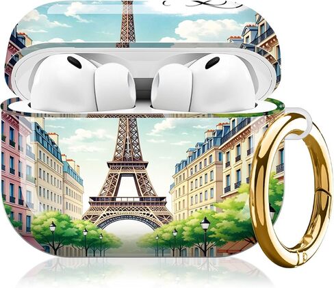 متوافق مع حافظة AirPod Pro 3، غطاء حماية لطيف للنساء، غطاء صلب مقاوم للصدمات للحماية الكاملة مع سلسلة مفاتيح، ملحقات حافظة شحن لاسلكية (ألوان مائية بفيونكة وردية) in Kuwait