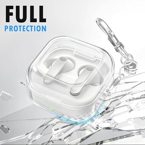 حافظة شفافة متوافقة مع هاتف Samsung Galaxy Buds 4 Pro وGalaxy Buds 4 مع غطاء Carabiner Premium TPU للشحن اللاسلكي (لامع) in Kuwait