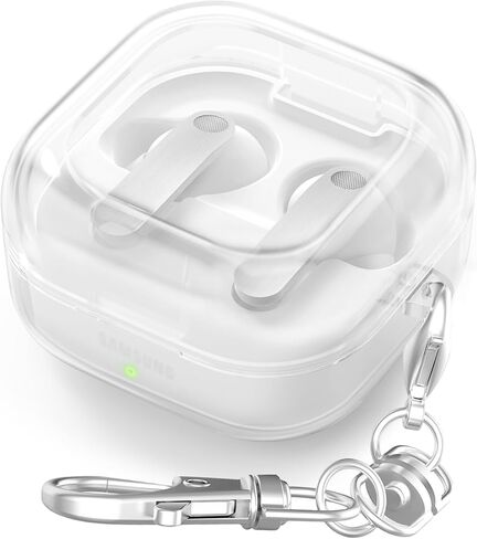 Clear Case Compatible with Samsung Galaxy Buds 4 Pro & Galaxy Buds 4 with Carabiner Premium TPU Cover Wireless Charging (Glitter) in Kuwait