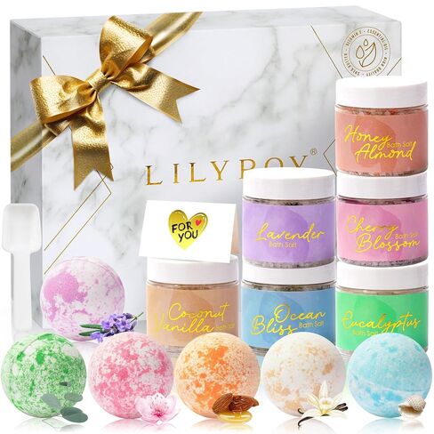 Bath Salt Bath Bomb Baskets Gift Set Bath Spa Gift Set for Men 15 Pcs Essential Oil Handmade Bath Bomb Perfume Spa Gifts for Women Kids Birthday Father's Mother's Day Gifts for Christmas in Saudi Arabia