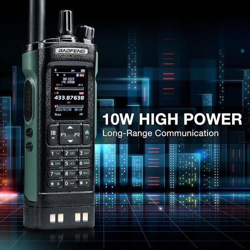 راديو BAOFENG DM-32UV 10W DMR Ham مع نظام تحديد المواقع العالمي وAPRS الرقمي، راديو ثنائي النطاق من المستوى II ثنائي الاتجاه مع مستقبل UHF/VHF/AM/FM/NOAA، تنبيه NOAA، شاشة ملونة 2 بوصة، 4000 قناة، حامل حقيبة إضافي، أخضر in Kuwait