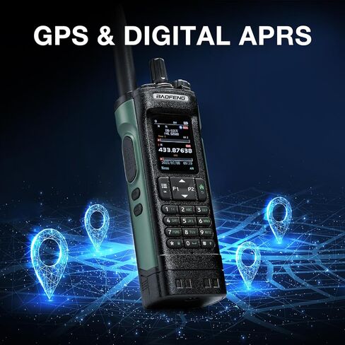 راديو BAOFENG DM-32UV 10W DMR Ham مع نظام تحديد المواقع العالمي وAPRS الرقمي، راديو ثنائي النطاق من المستوى II ثنائي الاتجاه مع مستقبل UHF/VHF/AM/FM/NOAA، تنبيه NOAA، شاشة ملونة 2 بوصة، 4000 قناة، حامل حقيبة إضافي، أخضر in Kuwait