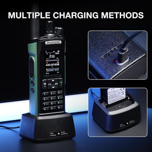 راديو BAOFENG DM-32UV 10W DMR Ham مع نظام تحديد المواقع العالمي وAPRS الرقمي، راديو ثنائي النطاق من المستوى II ثنائي الاتجاه مع مستقبل UHF/VHF/AM/FM/NOAA، تنبيه NOAA، شاشة ملونة 2 بوصة، 4000 قناة، حامل حقيبة إضافي، أخضر in Kuwait