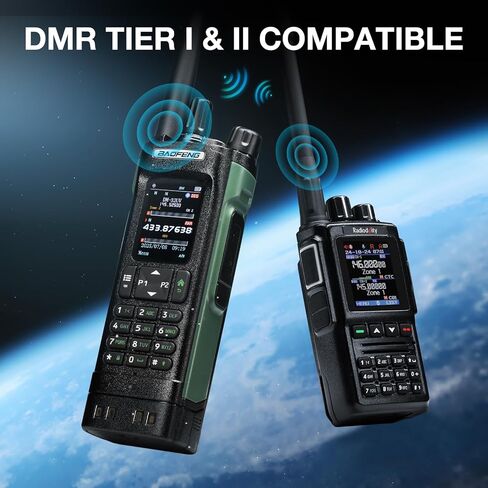 راديو BAOFENG DM-32UV 10W DMR Ham مع نظام تحديد المواقع العالمي وAPRS الرقمي، راديو ثنائي النطاق من المستوى II ثنائي الاتجاه مع مستقبل UHF/VHF/AM/FM/NOAA، تنبيه NOAA، شاشة ملونة 2 بوصة، 4000 قناة، حامل حقيبة إضافي، أخضر in Kuwait